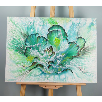 Elżbieta Hanarz - obrazy akryl - Szmaragdowy Rozkwit - Akryl na płótnie 50x70 foto #1