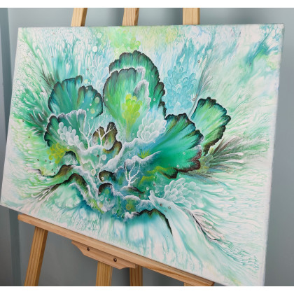 Elżbieta Hanarz - obrazy akryl - Szmaragdowy Rozkwit - Akryl na płótnie 50x70 foto #2