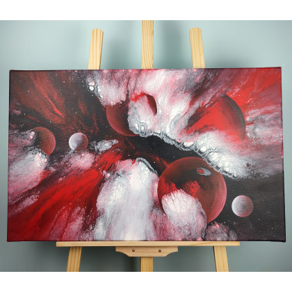 Elżbieta Hanarz - obrazy akryl - Krwawy kosmos - Abstrakcja na płótnie 50x80 foto #1
