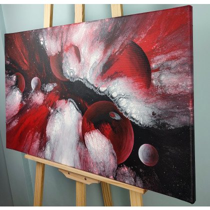Elżbieta Hanarz - obrazy akryl - Krwawy kosmos - Abstrakcja na płótnie 50x80 foto #2