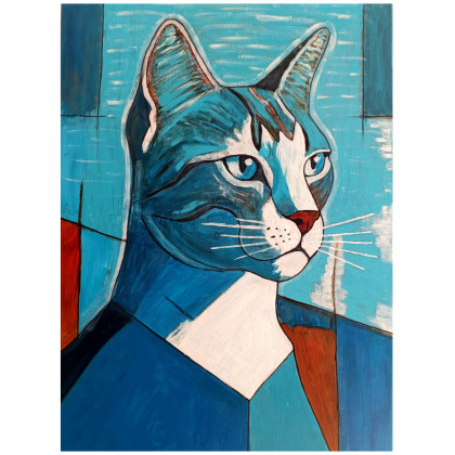 Pan kot 75x55 cm, Damian Gmiterek, obrazy akryl