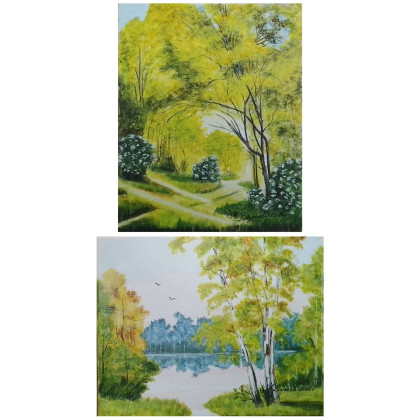 WYPRZEDAŻ KOLEKCJI: ZESTAW RĘCZNIE MALOWANYCH OBRAZÓW - W ŻÓŁTYCH ODCIENIACH, Marzena Dymek, obrazy akryl