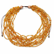 NASZYJNIK WIELOWARSTWOWY ZŁOTO BAŁTYKU W STYLU BOHO