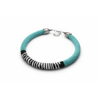 NASZYJNIK TURKUSOWY ZWIERZĘCE WZORY ZEBRA RĘCZNIE ROBIONY