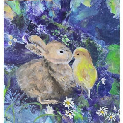 Ewa Mościszko - obrazy akryl - Zajaczek wielkanocny foto #1