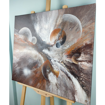 Elżbieta Hanarz - obrazy akryl - Galactic Flow - Kosmiczna abstrakcja na płótnie 60x70 foto #2