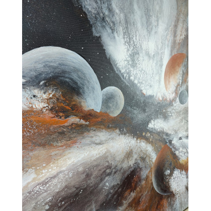 Elżbieta Hanarz - obrazy akryl - Galactic Flow - Kosmiczna abstrakcja na płótnie 60x70 foto #3