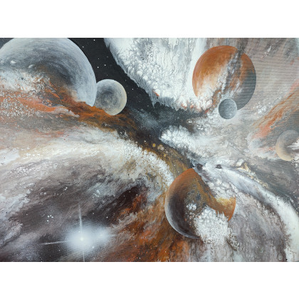 Elżbieta Hanarz - obrazy akryl - Galactic Flow - Kosmiczna abstrakcja na płótnie 60x70 foto #4