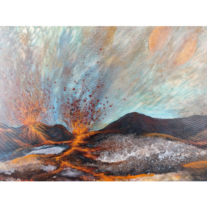 Elżbieta Hanarz - obrazy akryl - Erupcja - Katastroficzny pejzaż na płótnie 50x70 foto #4