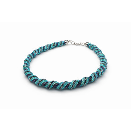 Naszyjnik Turkusowy Krótki Sznur Koralikowy, unikatart, korale,naszyjniki