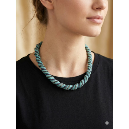 unikatart - korale,naszyjniki - Naszyjnik Turkusowy Krótki Sznur Koralikowy foto #1