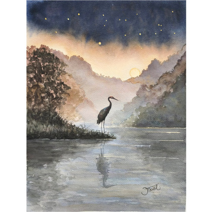 Wieczorny oddech, Akwarela 24x32 cm, Joanna Tomczyk, obrazy akwarela