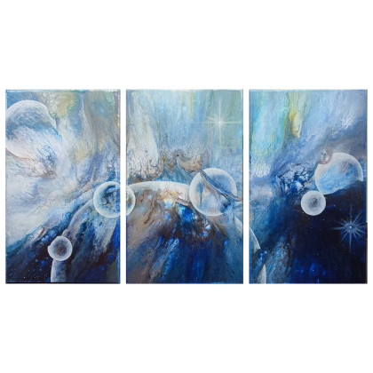 Przestworza kosmosu - Tryptyk, Elżbieta Hanarz, obrazy akryl