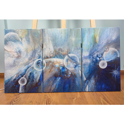 Elżbieta Hanarz - obrazy akryl - Przestworza kosmosu - Tryptyk foto #1