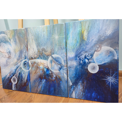 Elżbieta Hanarz - obrazy akryl - Przestworza kosmosu - Tryptyk foto #2