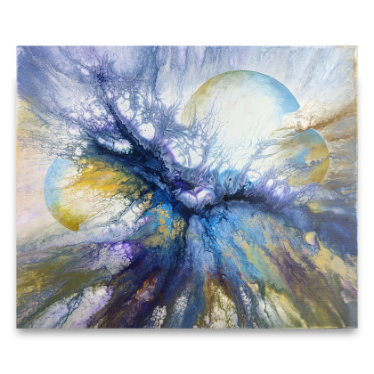 Narodziny Galaktyki - Abstrakcja na płótnie 50x60, Elżbieta Hanarz, obrazy akryl