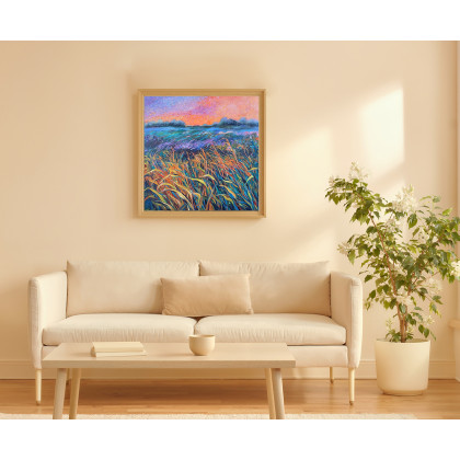 Agnieszka Pawlik-Podsiadły - obrazy olejne - Pejzaż z oranżowym niebem foto #3