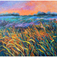 PEJZAŻ Z ORANŻOWYM NIEBEM