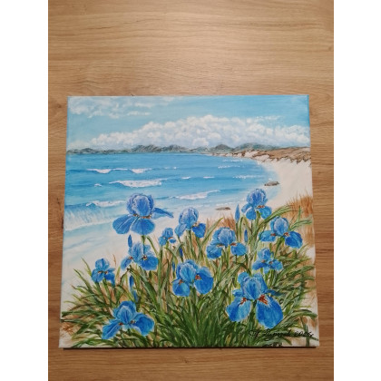 Marzena Dymek - obrazy akryl - RĘCZNIE MALOWANY OBRAZ AKRYLOWY na ścianę, nad sofę, do salonu i sypialni NIEBIAŃSKI BŁĘKIT 30x30cm foto #4