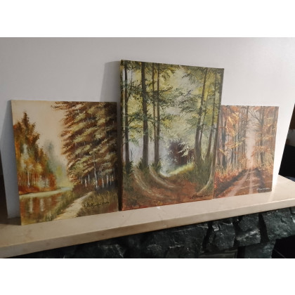 Marzena Dymek - obrazy akryl - ZESTAW RĘCZNIE MALOWANYCH OBRAZÓW - TRYPTYK LEŚNY, POLSKI PEJZAŻ 1x 40x30cm, 2x 24x30cm foto #4