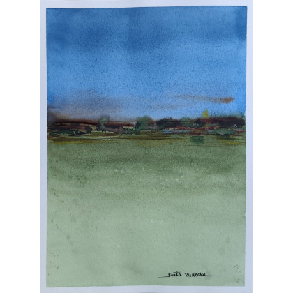 Unikatowa Akwarela – Nowoczesna Interpretacja Pejzażu pt: Zauroczenie, Beata Rudecka, obrazy akwarela