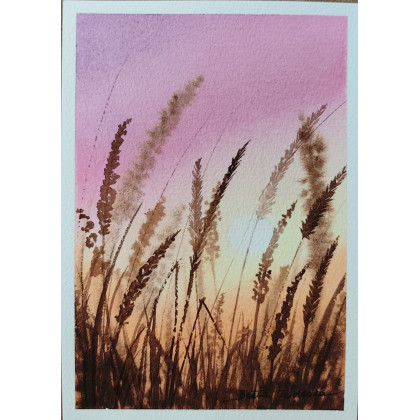 Oryginalna Akwarela pt: Łąka 2 – Ręcznie malowana, Unikat, Beata Rudecka, obrazy akwarela