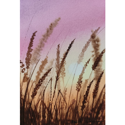 Beata Rudecka - obrazy akwarela - Oryginalna Akwarela pt: Łąka 2 – Ręcznie malowana, Unikat foto #1