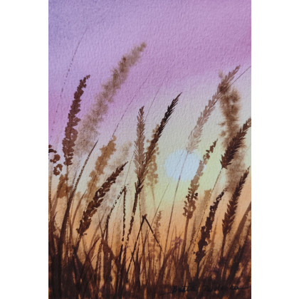 Beata Rudecka - obrazy akwarela - Oryginalna Akwarela pt: Łąka 2 – Ręcznie malowana, Unikat foto #2