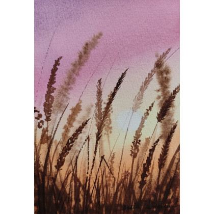 Beata Rudecka - obrazy akwarela - Oryginalna Akwarela pt: Łąka 2 – Ręcznie malowana, Unikat foto #3