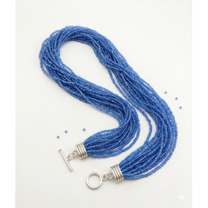 Naszyjnik Błękitna Kaskada - Wielorzędowy, unikatart, korale,naszyjniki