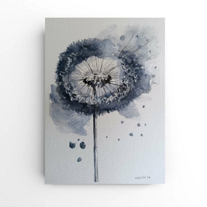 Dmuchawiec-  akwarela formatu 18/12,5 cm, Paulina Lebida, obrazy akwarela