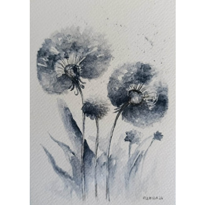 Paulina Lebida - obrazy akwarela - Dmuchawce-  akwarela formatu 18/12,5 cm foto #1