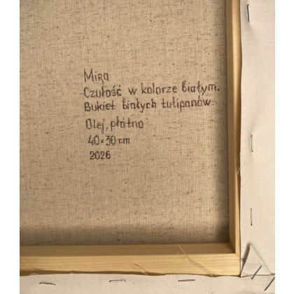 Myroslava Burlaka - obrazy olejne - Czułość w kolorze białym. Bukiet białych tulipanów. foto #4