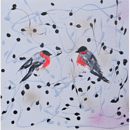 Nasze Randez-Vous,  obraz akrylowy na płótnie,  50x50x1cm, Ewa Mościszko, olej + akryl