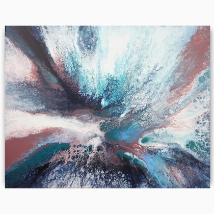 Przebudzenie - Abstrakcja na płótnie 40x50, Elżbieta Hanarz, obrazy akryl