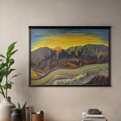 Elżbieta Hanarz - obrazy akryl - Zachód nad doliną - Pejzaż na płótnie 50x70 foto #1