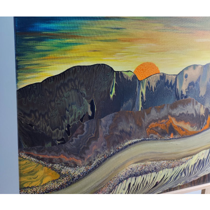 Elżbieta Hanarz - obrazy akryl - Zachód nad doliną - Pejzaż na płótnie 50x70 foto #4