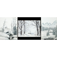 POSEZONOWA WYPRZEDAŻ ZESTAWU OBRAZÓW W STYLU SKANDYNAWSKIM - TRYPTYK ZIMOWY SPOKÓJ 3X 40X30CM