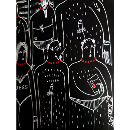 Marcin Waśka - rysunek tuszem - Plaża nudystów - pamiątka z wyborów, Rocky foto #1