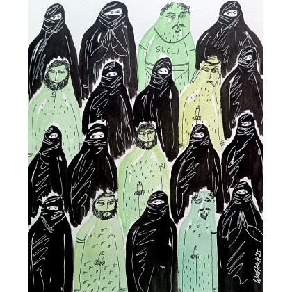 Plaża nudystów- Dubajska bombonierka, Marcin Waśka, obrazy akwarela