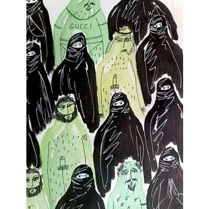 Marcin Waśka - obrazy akwarela - Plaża nudystów- Dubajska bombonierka foto #1