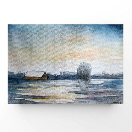 Pejzaż-  akwarela formatu A5, Paulina Lebida, obrazy akwarela