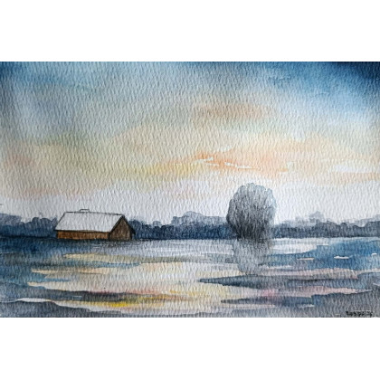 Paulina Lebida - obrazy akwarela - Pejzaż-  akwarela formatu A5 foto #1