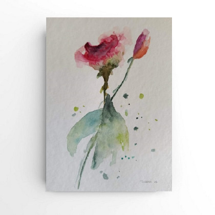 Róże-  akwarela formatu 24/18 cm, Paulina Lebida, obrazy akwarela