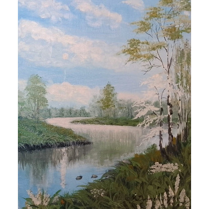 Marzena Dymek - obrazy akryl - ZESTAW AKRYLOWO-OLEJNYCH OBRAZÓW - DYPTYK  KONTRAST ZIMA-LATO - 2x 30x24cm foto #1