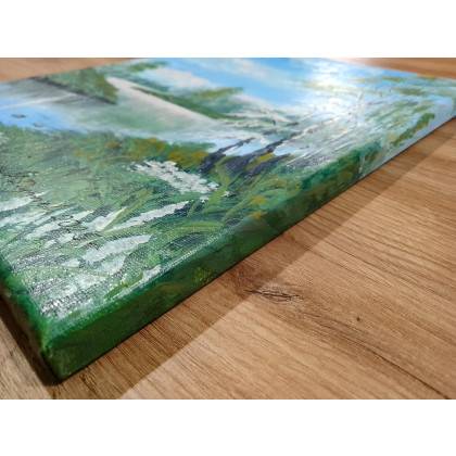 Marzena Dymek - obrazy akryl - ZESTAW AKRYLOWO-OLEJNYCH OBRAZÓW - DYPTYK  KONTRAST ZIMA-LATO - 2x 30x24cm foto #3