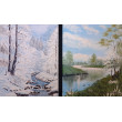 ZESTAW AKRYLOWO-OLEJNYCH OBRAZÓW - DYPTYK  KONTRAST ZIMA-LATO - 2x 30x24cm