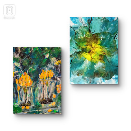 Ewa Mościszko - obrazy akryl - Wiosenna kompozycja,  obraz na płótnie, 30x40x1cm foto #2