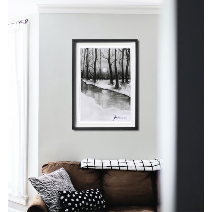 Jolanta Frankiewicz - obrazy akwarela - Strumyk- monochromatyczna akwarela A4 foto #3