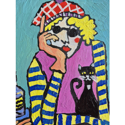 Marlena Kuć - obrazy olejne - kocie wczasy, relaks na stole foto #1